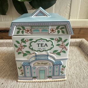 Lenox Spice Village Blue and Green Floral Tea Shoppe Canister